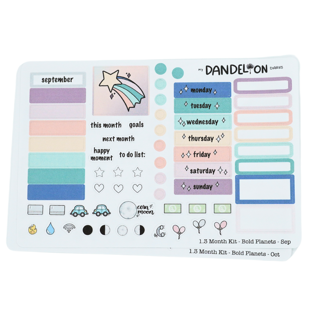 Bold Planets - 1.3" Monthly Sticker Kits