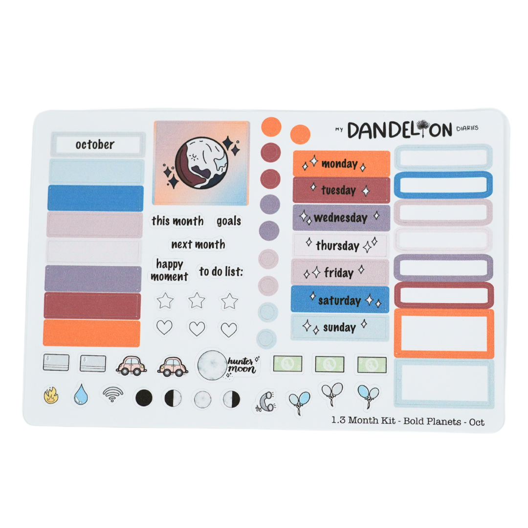 Bold Planets - 1.3" Monthly Sticker Kits