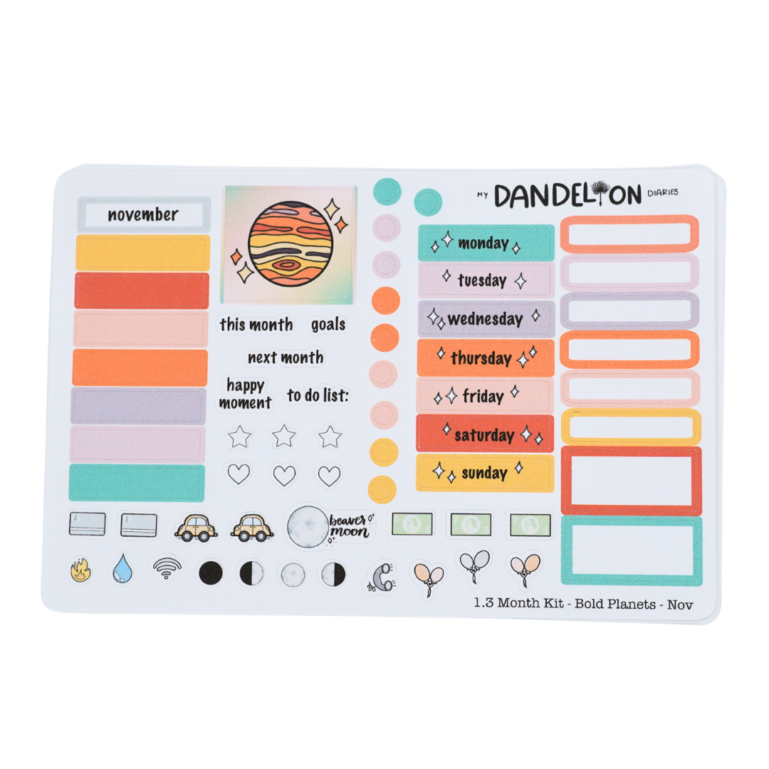 Bold Planets - 1.3" Monthly Sticker Kits