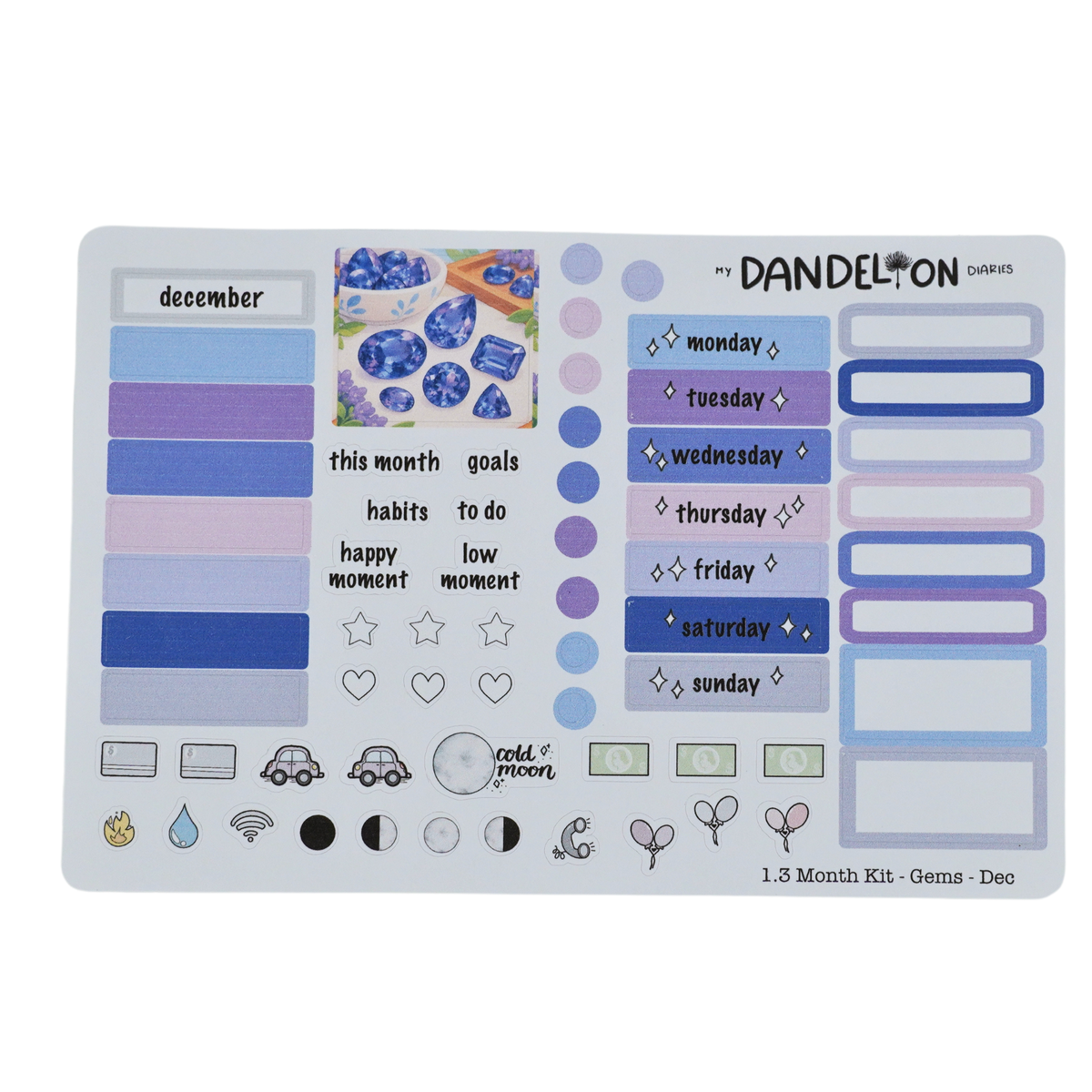 Birth Gemstones - 1.3" Monthly Sticker Kits (2027 Collection)