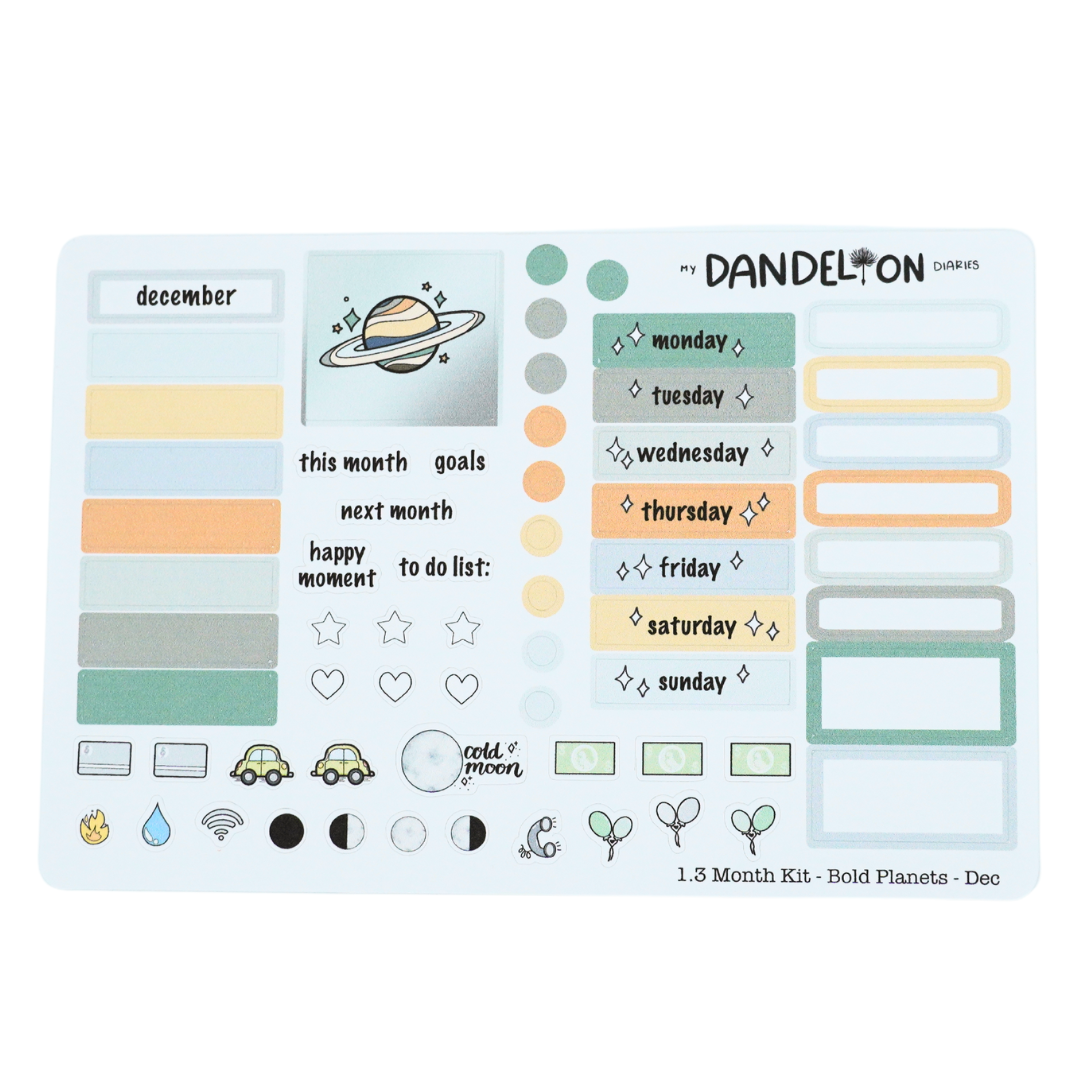 Bold Planets - 1.3" Monthly Sticker Kits