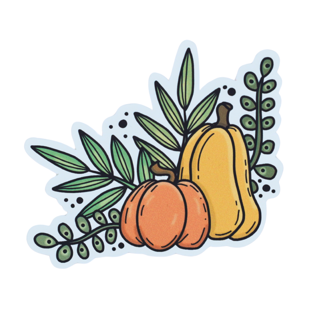 Autumn Pumpkin Corner Die Cut Vinyl Sticker