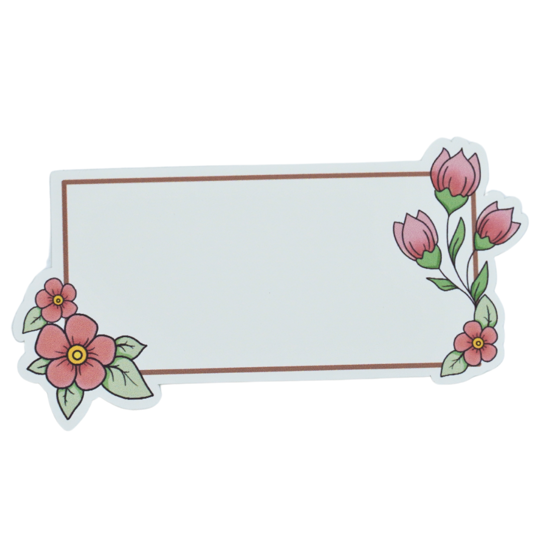 Pink Flowers - Name Label Die Cut