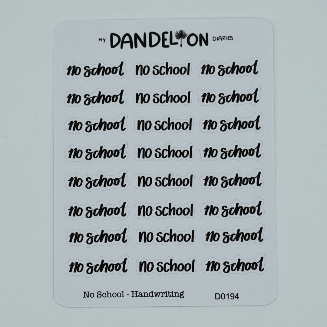 No School - Handlettering