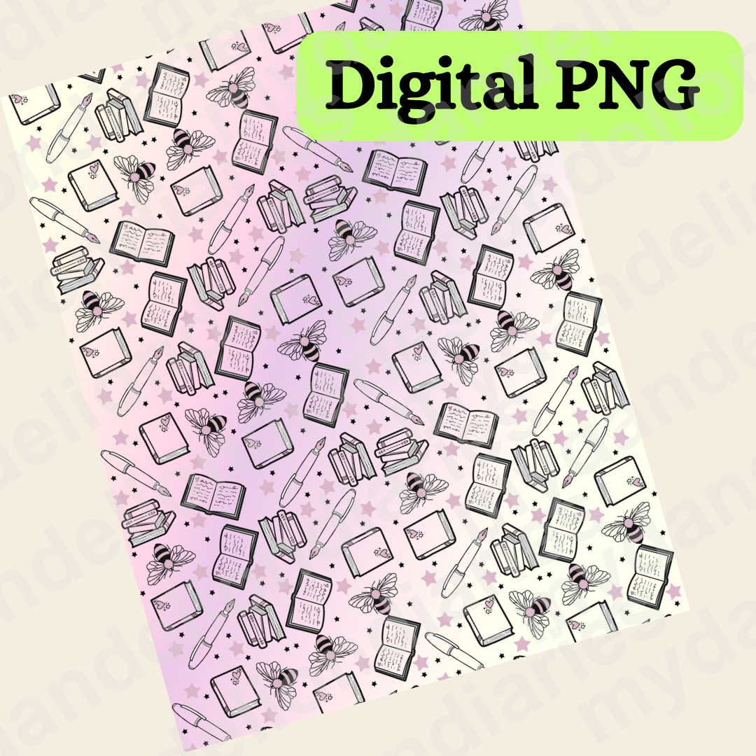 Bookish Doodle Pattern - Digital File