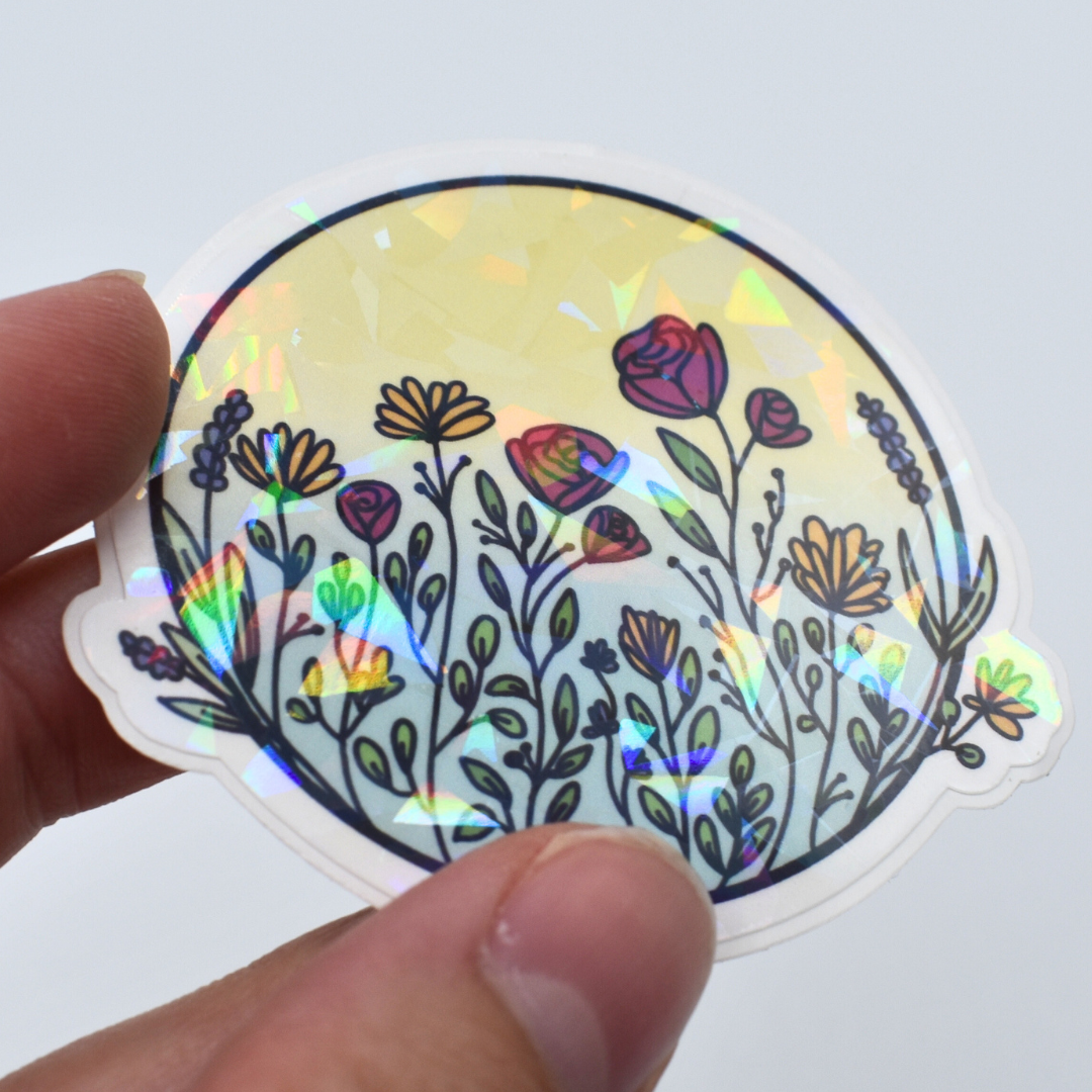 Cracked Holographic Flower Circlet Vinyl