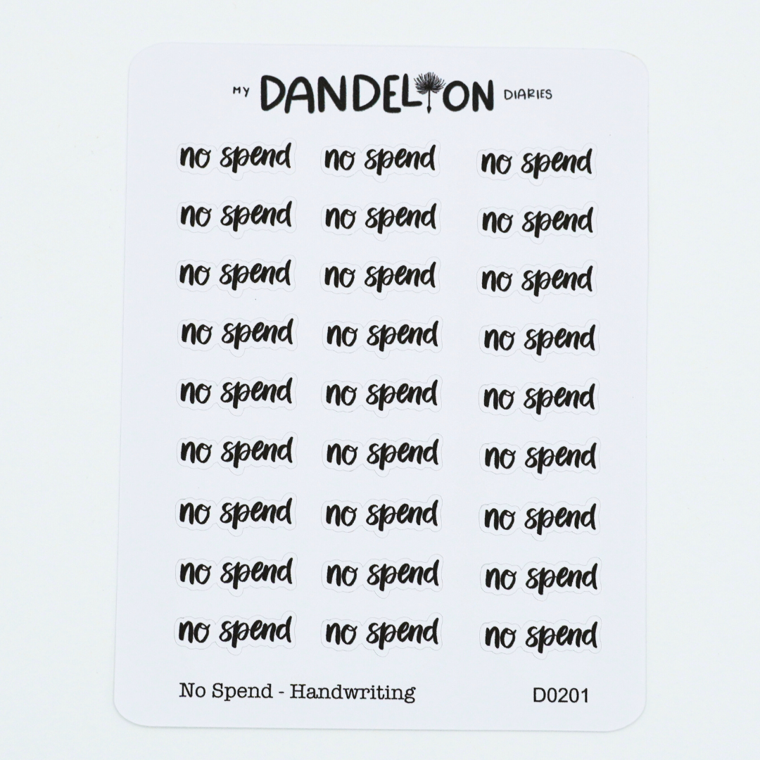 No Spend - Handlettering