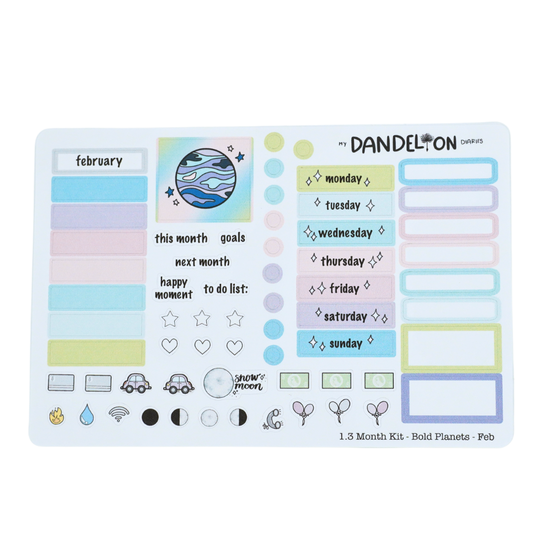 Bold Planets - 1.3" Monthly Sticker Kits