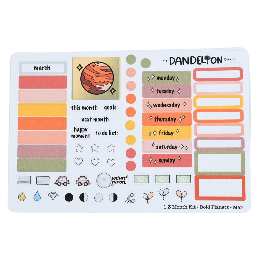 Bold Planets - 1.3" Monthly Sticker Kits