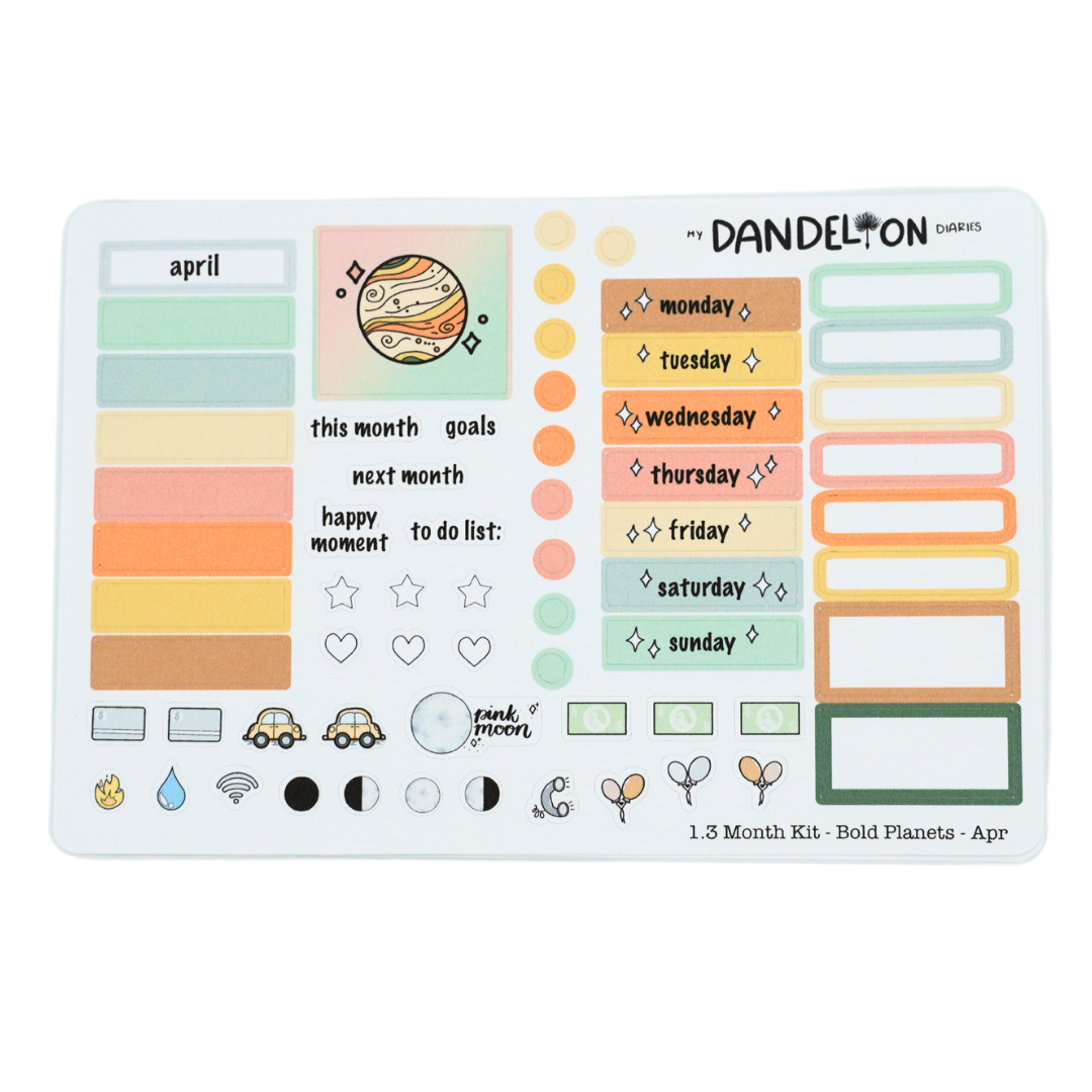 Bold Planets - 1.3" Monthly Sticker Kits