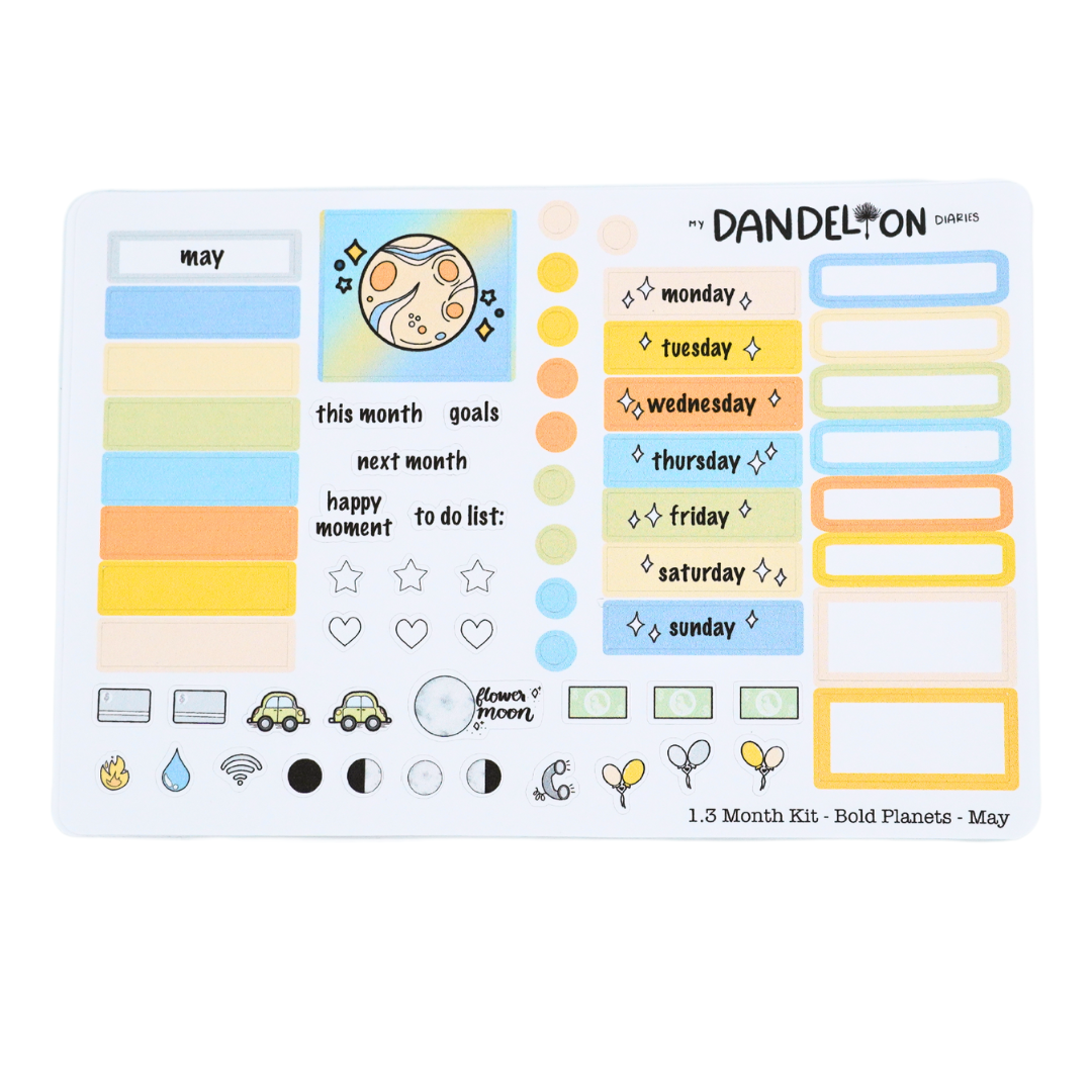 Bold Planets - 1.3" Monthly Sticker Kits
