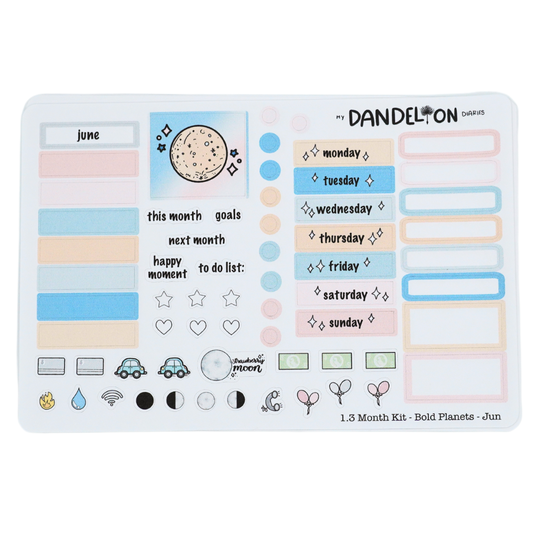 Bold Planets - 1.3" Monthly Sticker Kits