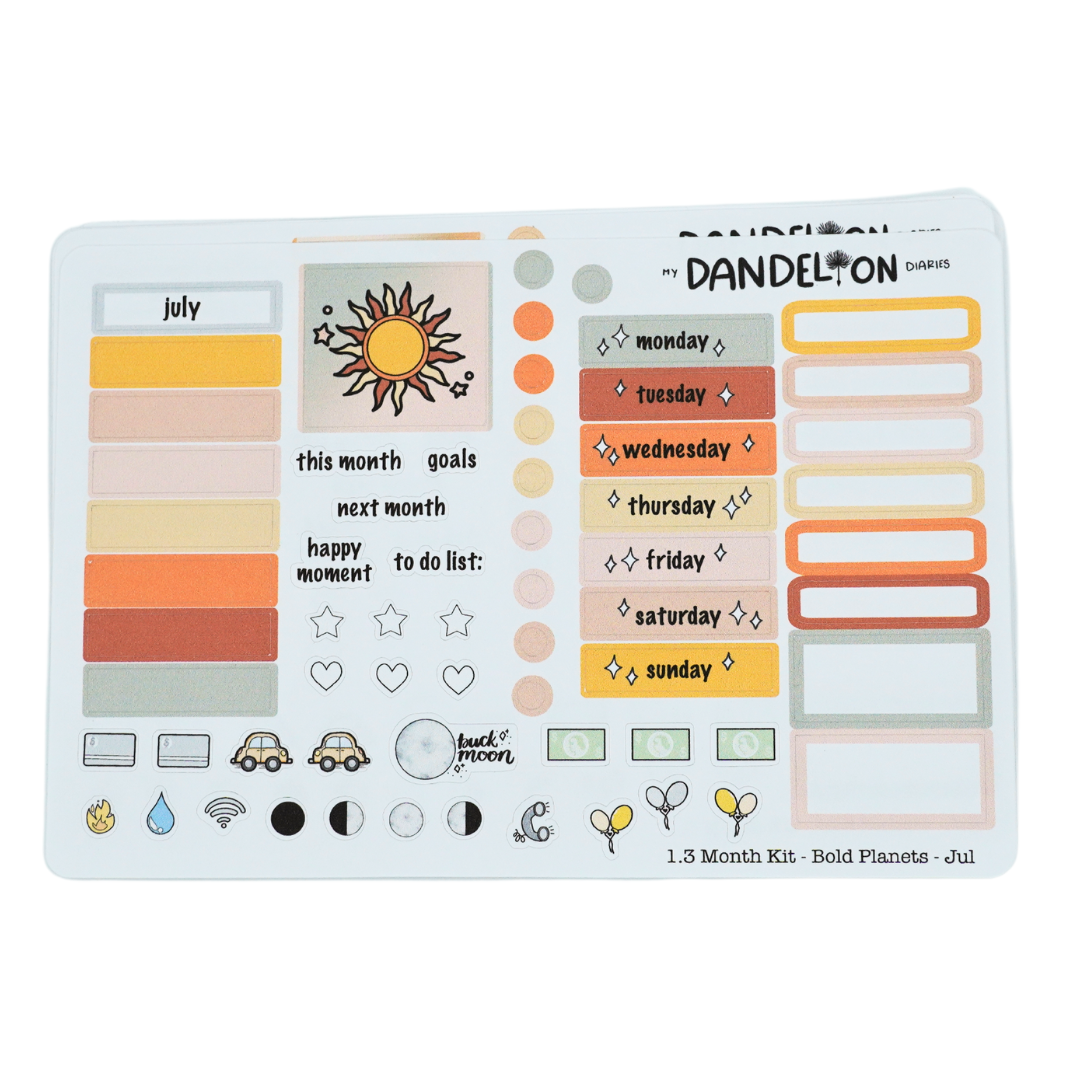 Bold Planets - 1.3" Monthly Sticker Kits