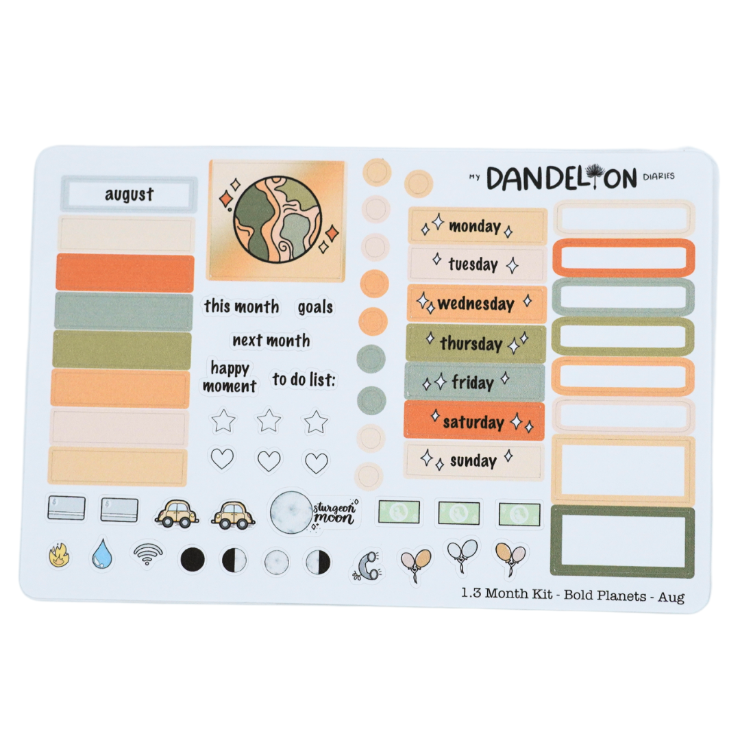 Bold Planets - 1.3" Monthly Sticker Kits