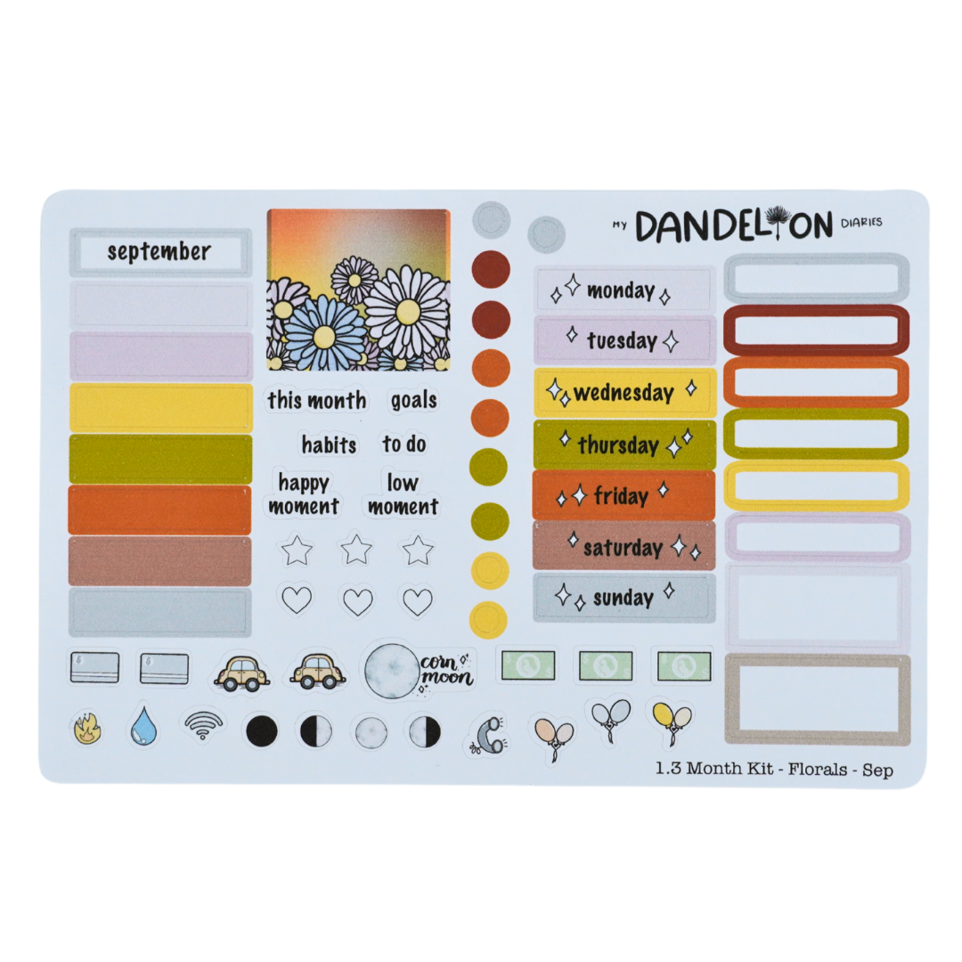 Floral Fantasy - 1.3" Monthly Sticker Kits (2026 Collection)
