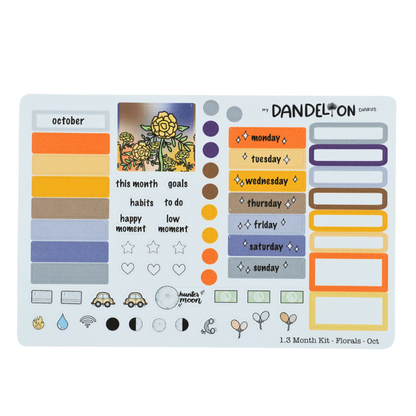 Floral Fantasy - 1.3" Monthly Sticker Kits (2026 Collection)