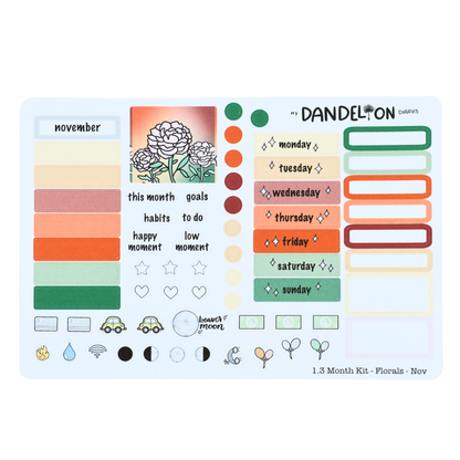 Floral Fantasy - 1.3" Monthly Sticker Kits (2026 Collection)