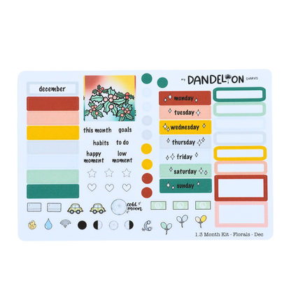 Floral Fantasy - 1.3" Monthly Sticker Kits (2026 Collection)