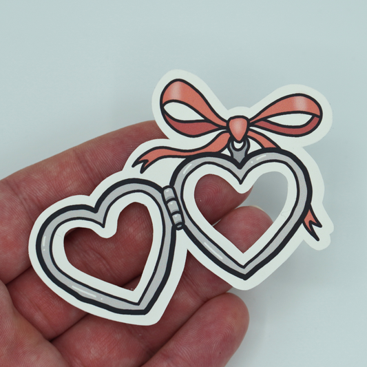 Hollow Heart Locket Die Cut Vinyl Sticker