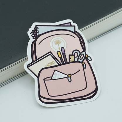 Pink Backpack of Stationery Die Cut