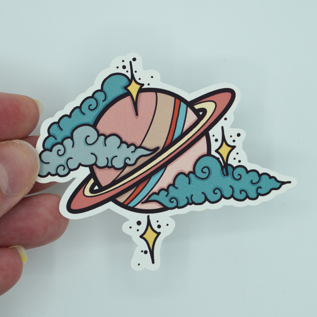 Retro Planet Die Cut Vinyl Sticker