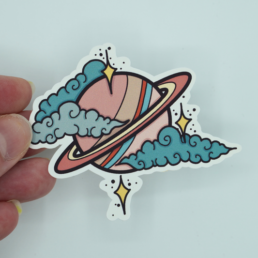 Retro Planet Die Cut Vinyl Sticker