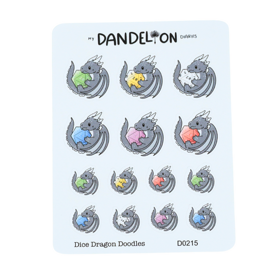 Dice Dragon Doodles Sticker Sheet
