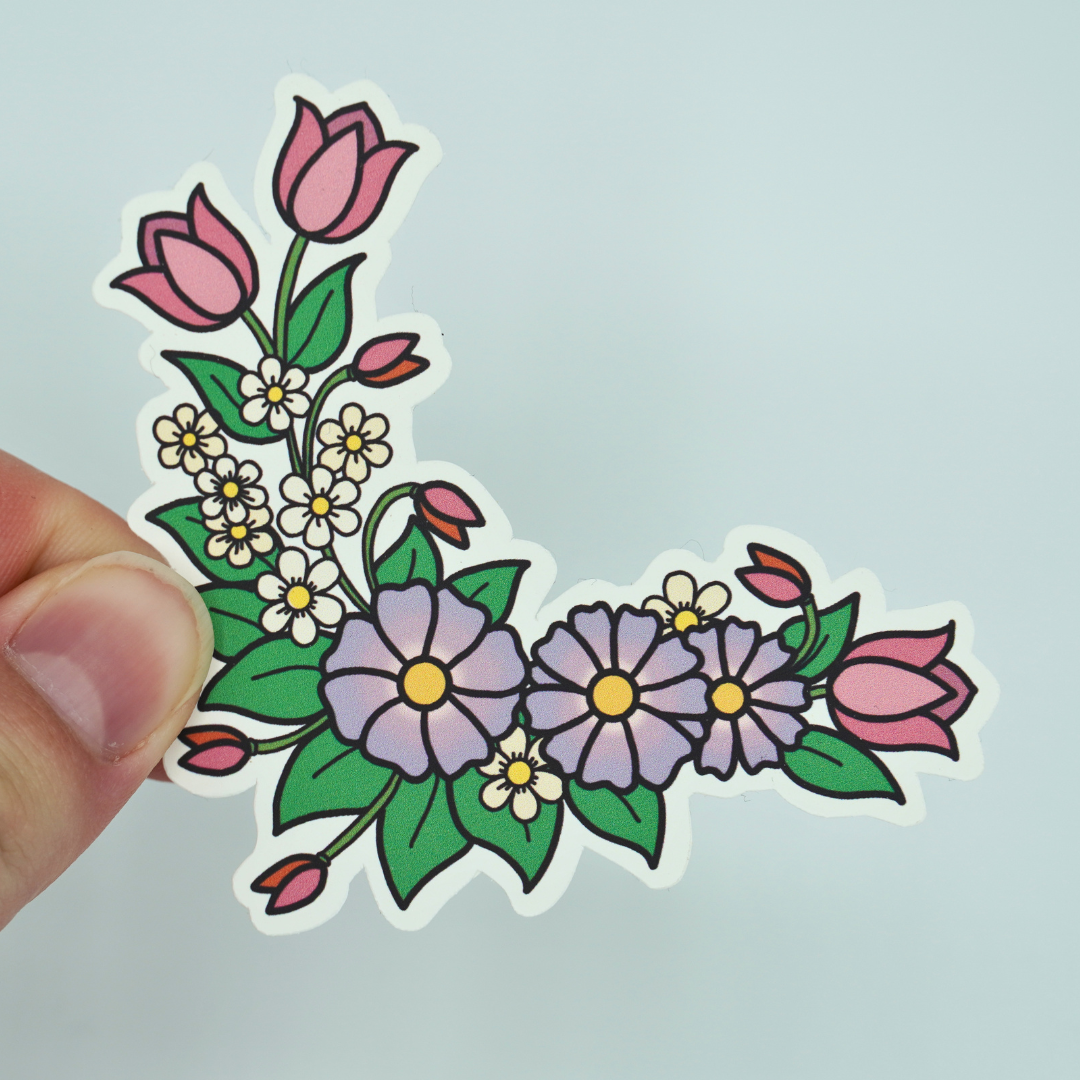 Spring Corner Die Cut Vinyl Sticker