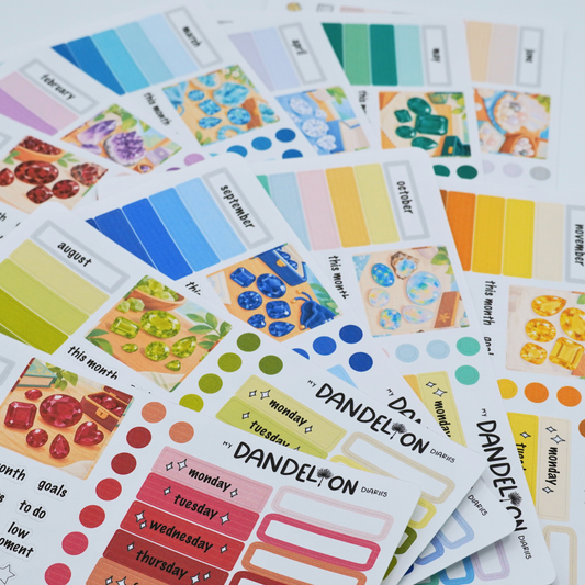Birth Gemstones - 1.3" Monthly Sticker Kits (2027 Collection)