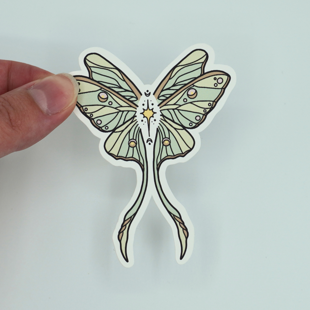Luna Moth Die Cut Vinyl Sticker