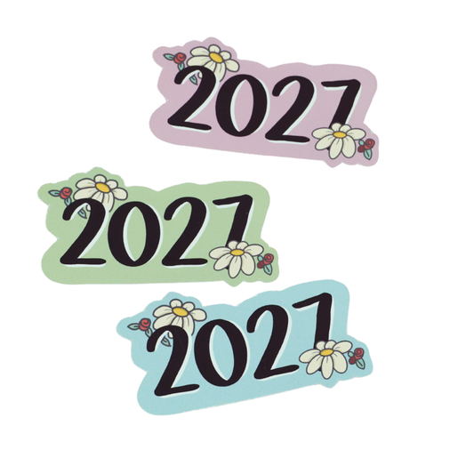 2027 Floral Die Cut Sticker