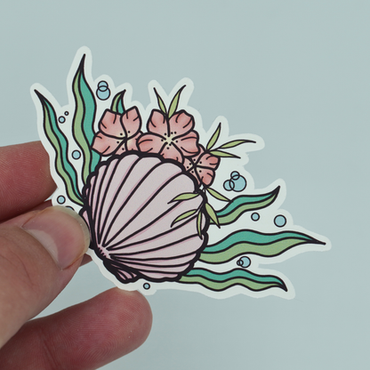 Summer Shell Corner Die Cut Vinyl Sticker