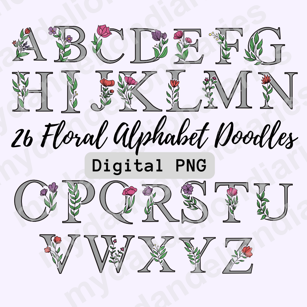 Floral Alphabet - Digital Files
