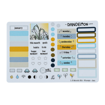 Floral Fantasy - 1.3" Monthly Sticker Kits (2026 Collection)