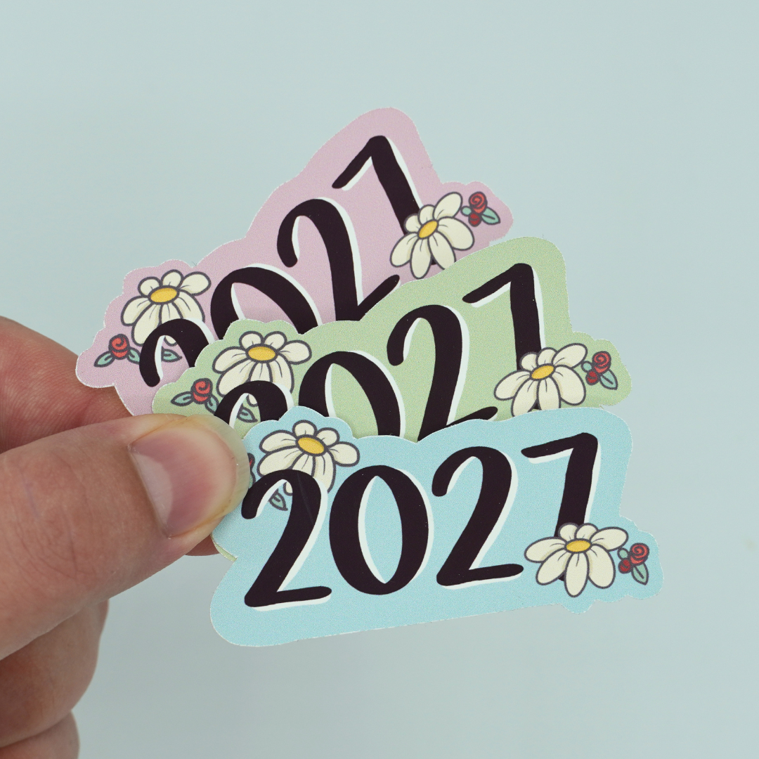 2027 Floral Die Cut Sticker