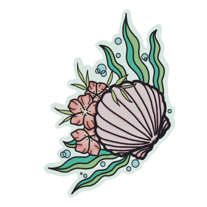 Summer Shell Corner Die Cut Vinyl Sticker