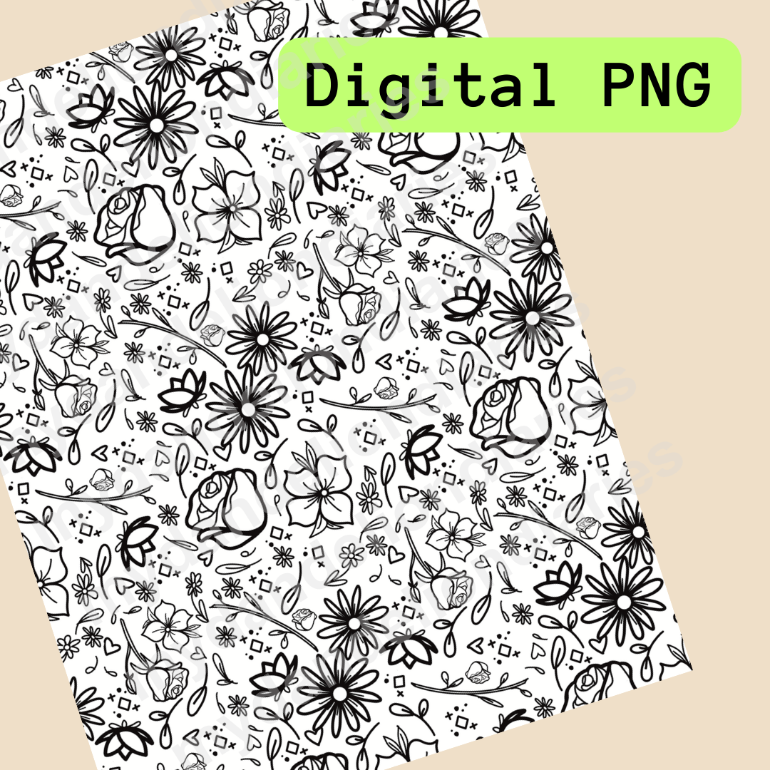 Floral Doodle Pattern - Digital File
