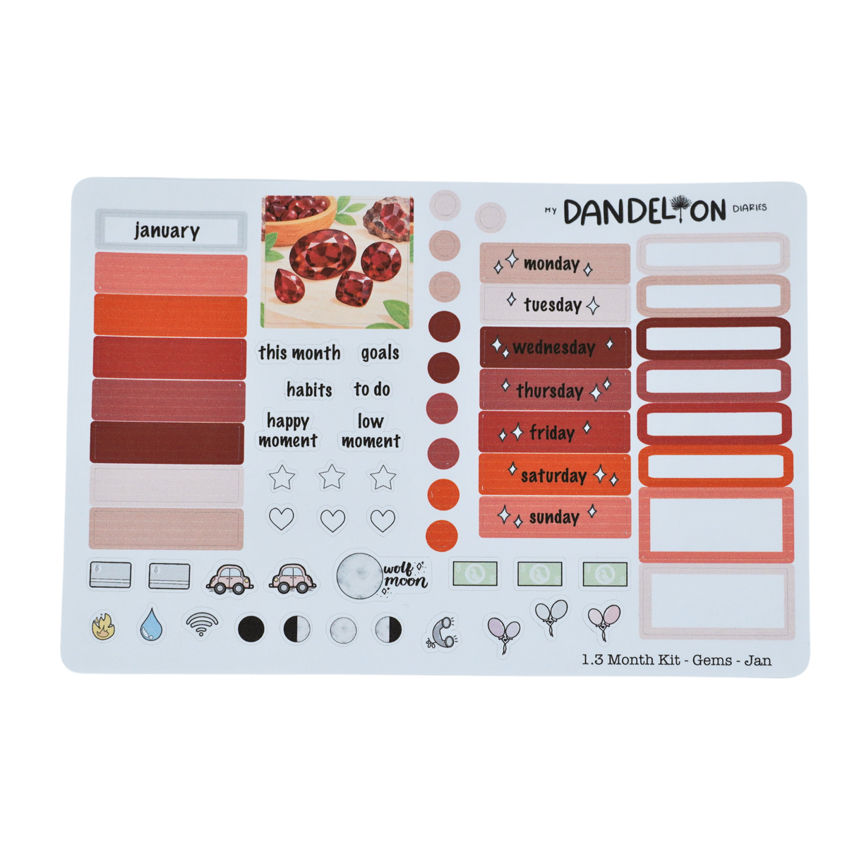 Birth Gemstones - 1.3" Monthly Sticker Kits (2027 Collection)
