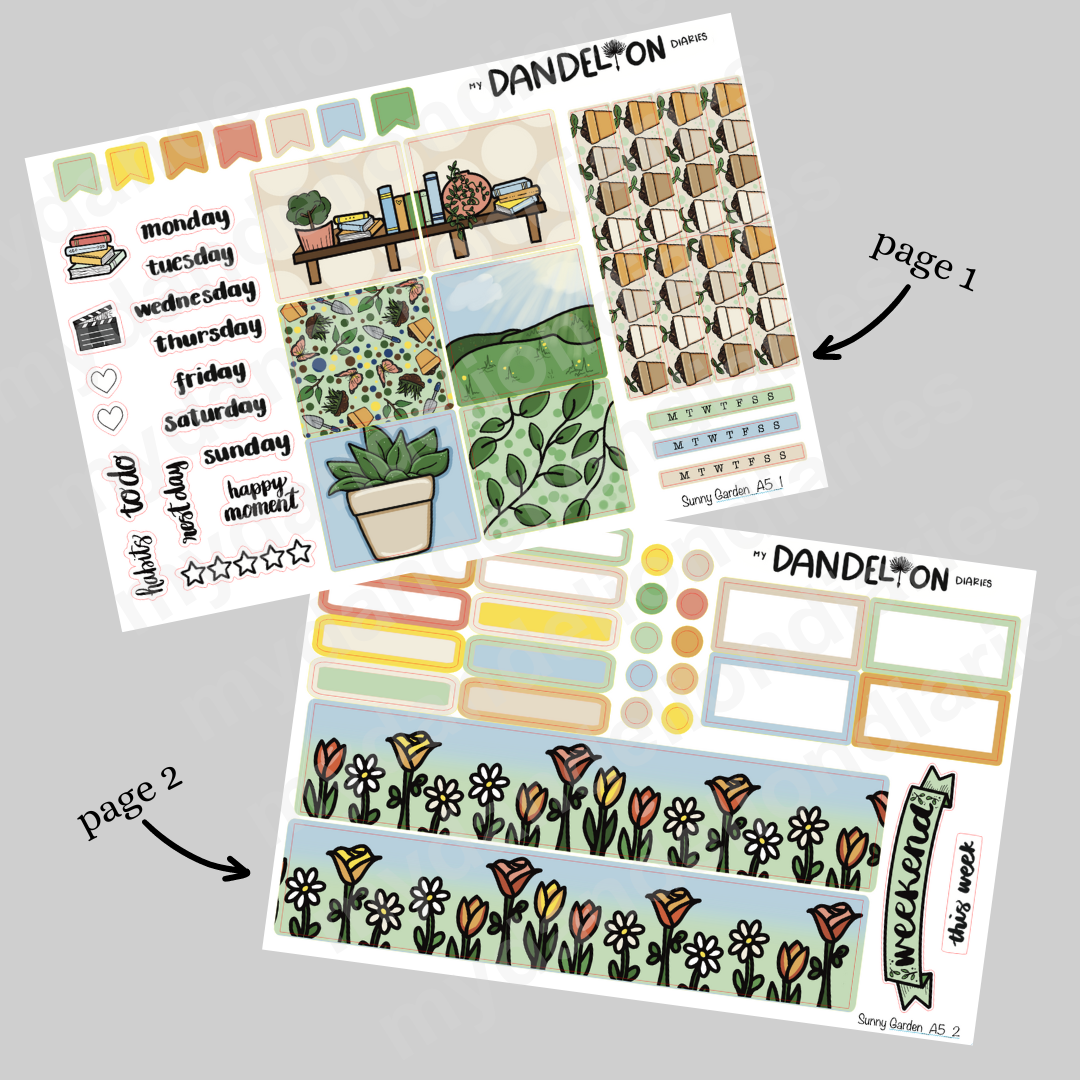 Sunny Garden A5 Sticker Kit