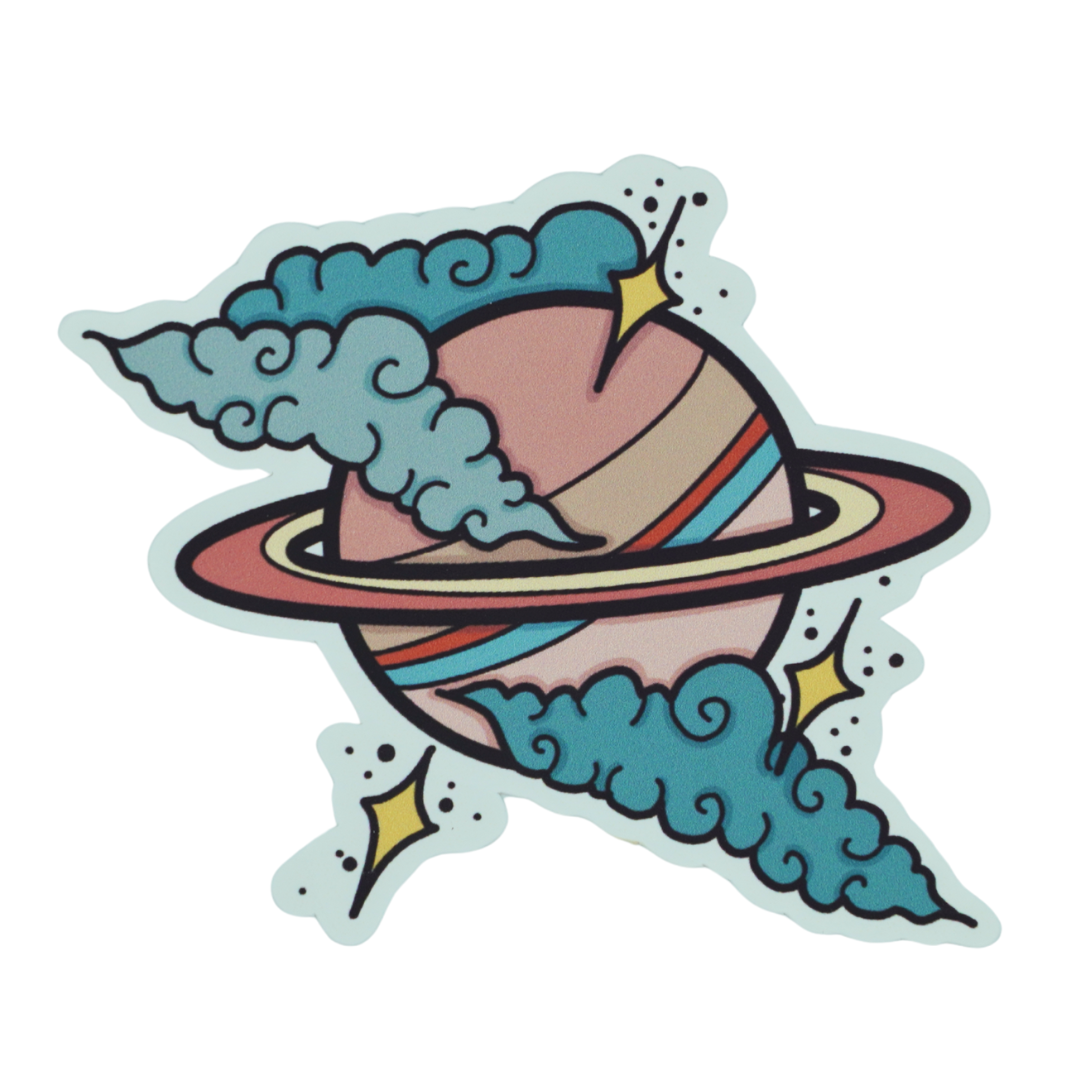 Retro Planet Die Cut Vinyl Sticker