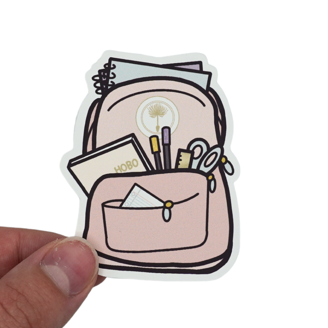 Pink Backpack of Stationery Die Cut