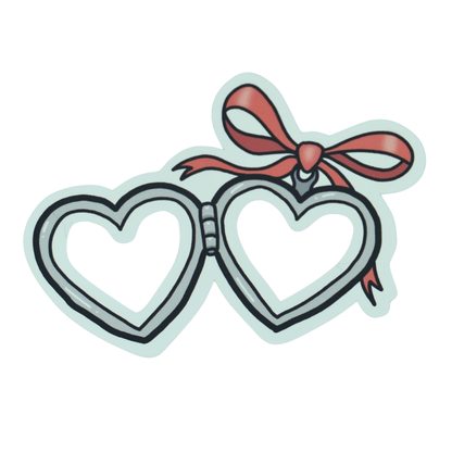 Hollow Heart Locket Die Cut Vinyl Sticker