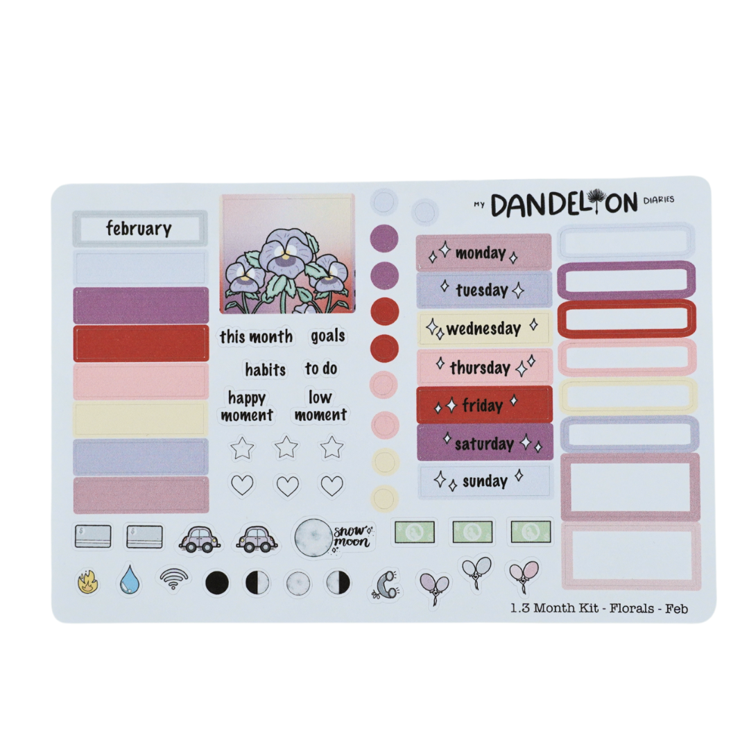 Floral Fantasy - 1.3" Monthly Sticker Kits (2026 Collection)