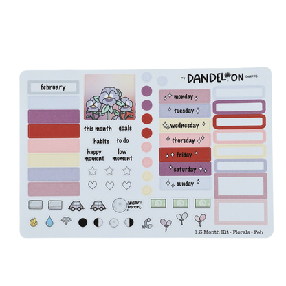 Floral Fantasy - 1.3" Monthly Sticker Kits (2026 Collection)