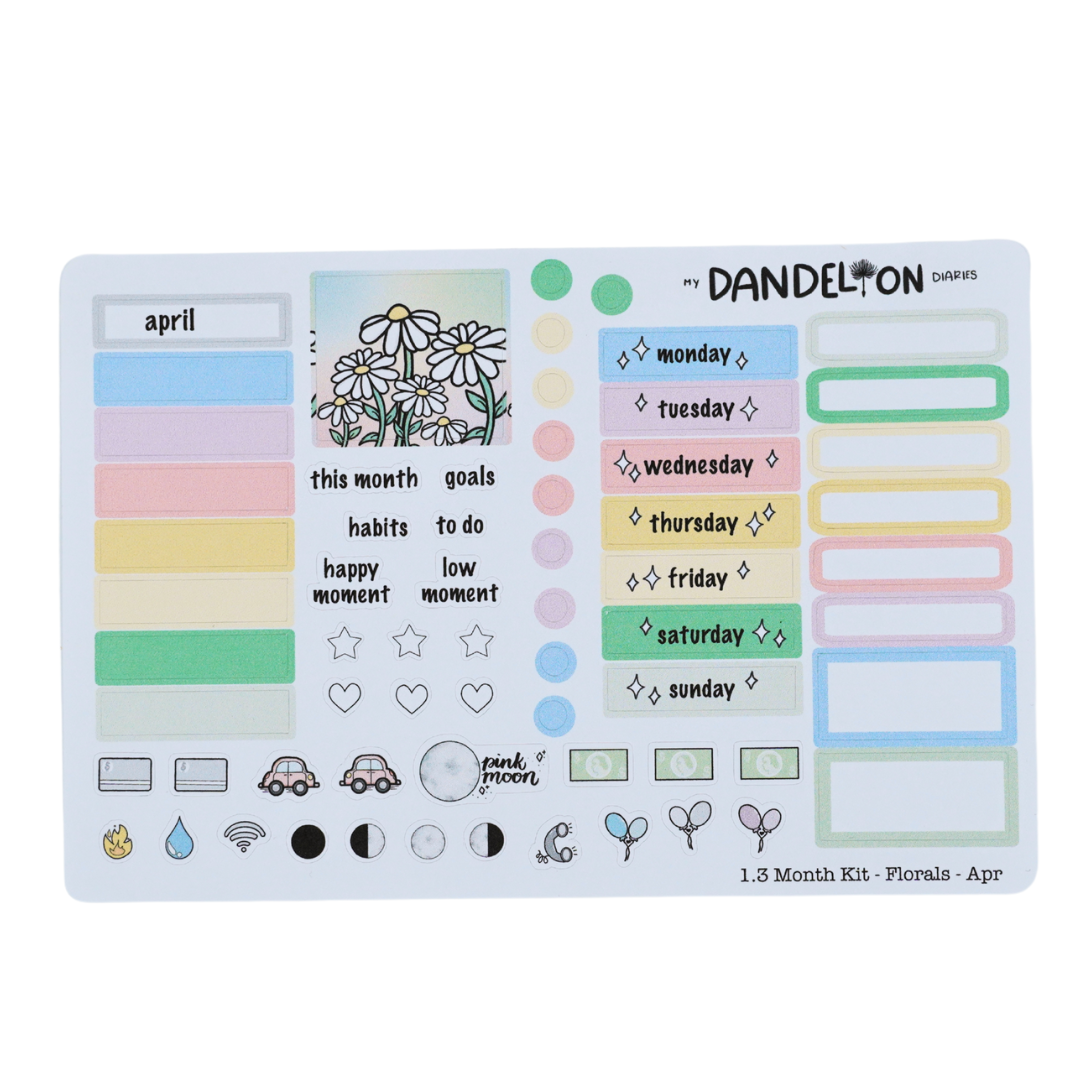 Floral Fantasy - 1.3" Monthly Sticker Kits (2026 Collection)