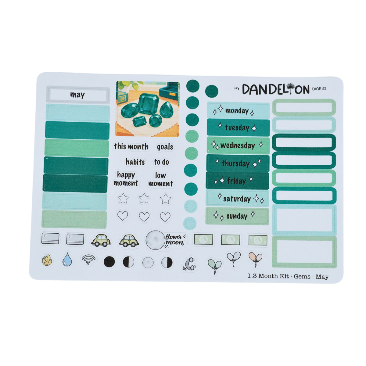 Birth Gemstones - 1.3" Monthly Sticker Kits (2027 Collection)