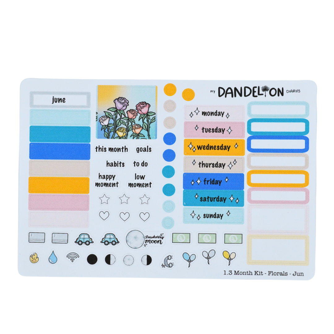 Floral Fantasy - 1.3" Monthly Sticker Kits (2026 Collection)