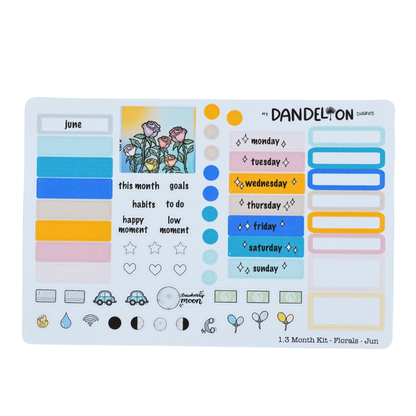 Floral Fantasy - 1.3" Monthly Sticker Kits (2026 Collection)