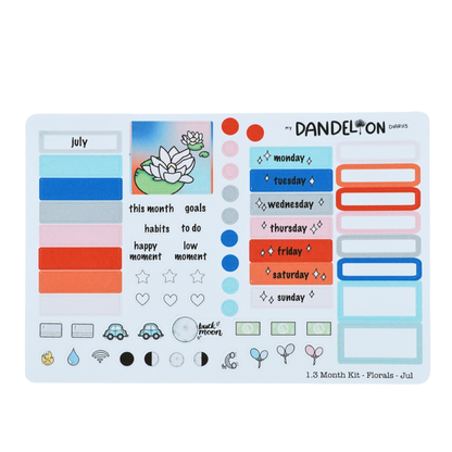 Floral Fantasy - 1.3" Monthly Sticker Kits (2026 Collection)