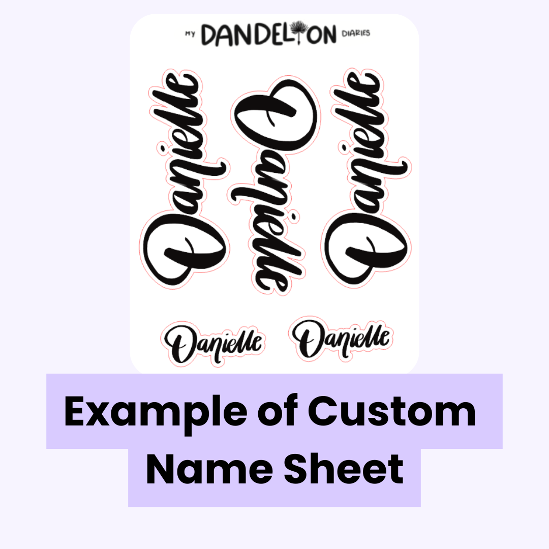 *CUSTOMS* Handwritten Name Sticker Sheet